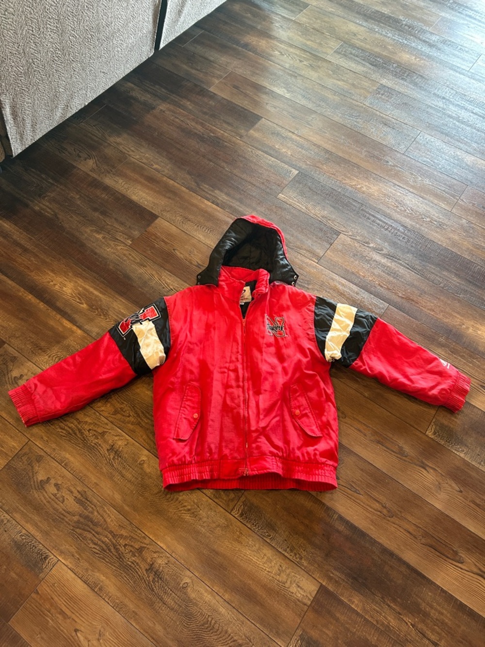 Nebraska Husker Athletic Red Hooded Bomber Jacket